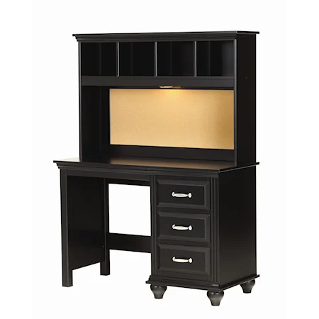 4 Drawer Desk and Hutch with Light